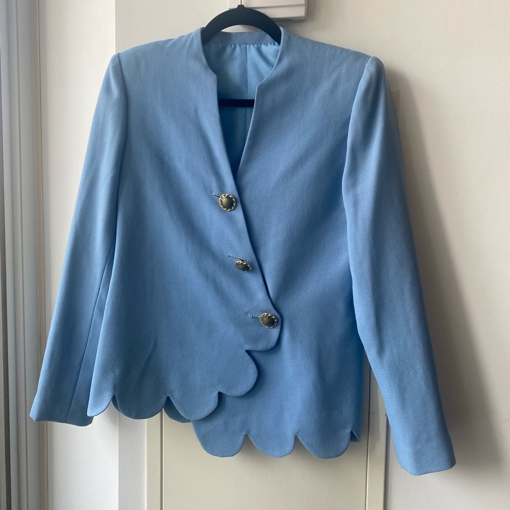 Vintage Light Blue Scalloped Blazer